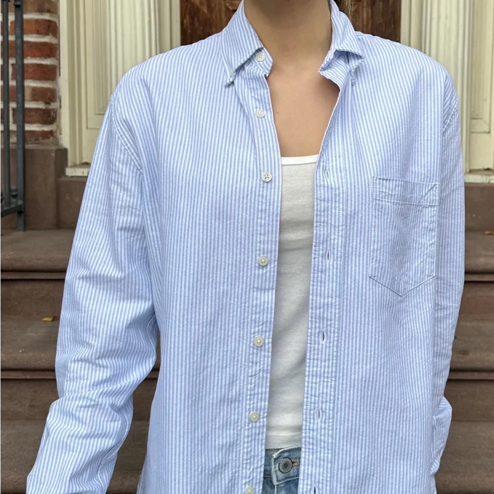 Brandy Melville Light Blue Striped Button Up